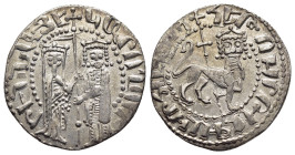 CILICIAN ARMENIA. Hetoum I and Zabel (1226-1270). Tram.

Obv: Zabel and Hetoum standing facing, holding long cross with two flying banners; pellet o...