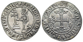 CRUSADERS. Knights of Rhodes (Knights Hospitallers). Hélion of Villeneuve (1319-1346). Gigliato.

Obv: +FR:ELION' D' VILANOVA D' I GRA MR 
Grand Maste...
