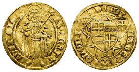 DEUTSCHES MITTELALTER. Köln, Erzbistum. Friedrich III. von Saarwerden (1371-1414). Goldgulden o. J. (1409). Bonn. 

Fb. 791; Felke 797; Noss 254 a.

E...