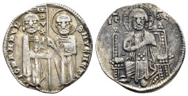 ITALY. Venice. Giovanni Dandolo (1280-1289). Grosso.

Obv: IO DANDVL S M VENETI DVX.
Doge and S. Marco standing facing, holding banner between them.
R...