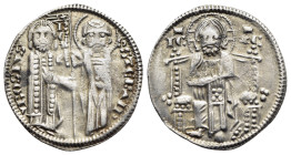 SERBIA. Stefan Uroš II Milutin (1282-1321). Grosso Matapan.

Obv: IC - XC.
Christ Pantokrator seated facing on throne.
Rev: S STЄFAN VROSIVS / RЄX.
St...