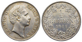 DEUTSCHE MÜNZEN und MEDAILLEN. Bayern. Ludwig II. (1864-1886). 1/2 Gulden, 1871. München.

J. 102; AKS 180. 

Aus Sammlung Dr.S. .

Erhaltung: Vorzügl...