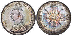 GREAT BRITAIN. Victoria (1837-1901). Double-Florin (1889). Jubilee coinage. London. NGC AU 58.

Obv: VICTORIA DEI GRATIA.
Crowned, veiled and drape...