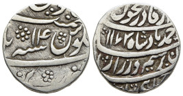 INDIA. Dehli Sultanate. Durani Dynasty. Ahmad Shah ( 1160-1186 AH). Rupee. Bareli, RY14.

Condition: Very fine.

Weight: 11,04 g.
Diameter: 21 mm.