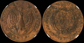 GREECE: 10 Lepta (1830) (type B.2) in copper. Phoenix (big) within pearl circle on obverse. Variety "297-X.s" (Rare) by Peter Chase. Inside slab by NG...