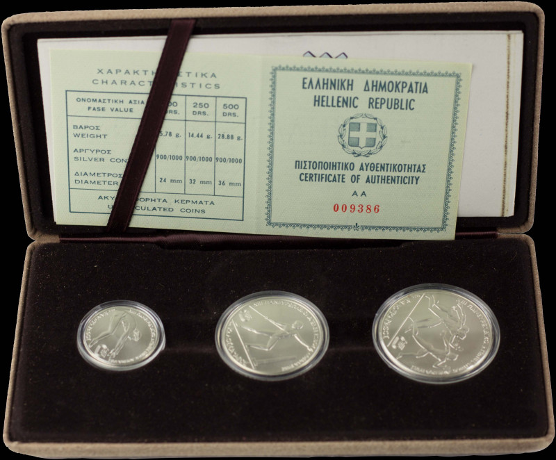 GREECE: Commemorative coin set (1981) in silver (0,900), composed of 100, 250 & ...