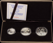 GREECE: Commemorative coin set composed of 100, 250 & 500 Drachmas (1982) in silver (0,900) for the XIII Pan-European Track and Field events / "ΑΘΛΗΤΙ...