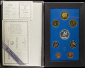 GREECE: Proof set (1993) composed of 1 Drachma (type II), 2 Drachmas (type II), 5 Drachmas (type Ia), 10 Drachmas (type Ia), 20 Drachmas (type II), 50...