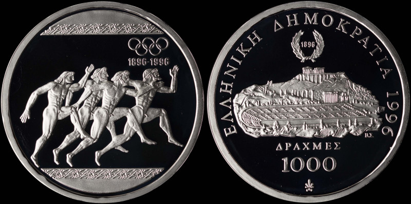 GREECE: 1000 Drachmas (1996) (type I) in silver (0,925) commemorating the 1896 A...