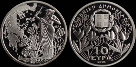 GREECE: 10 Euro (2006) in silver (0,925) commemorating Mount Olympus National Park / Zeus. Inside its official case of issue with CoA with no "03709"....