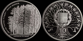 GREECE: 10 Euro (2007) in silver (0,925) commemorating the Mount Pindos National Park / Valia Calda (Blackpines of Pindos). Inside its official case w...