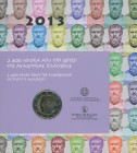 GREECE: 2 Euro (2013) in bi-metallic commemorating the 2400 years from the foundation of Plato Academy. Inside official coin card blister issued by th...