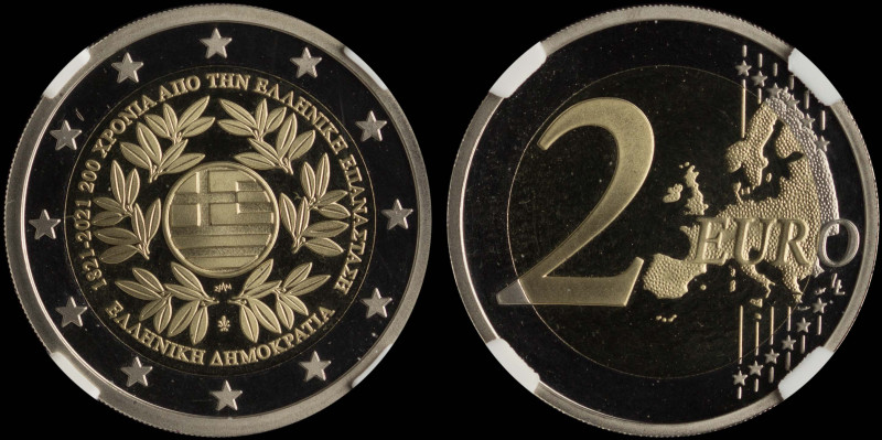 GREECE: 2 Euro (2021) in bi-metal commemorating the 200 years since the Greek Re...