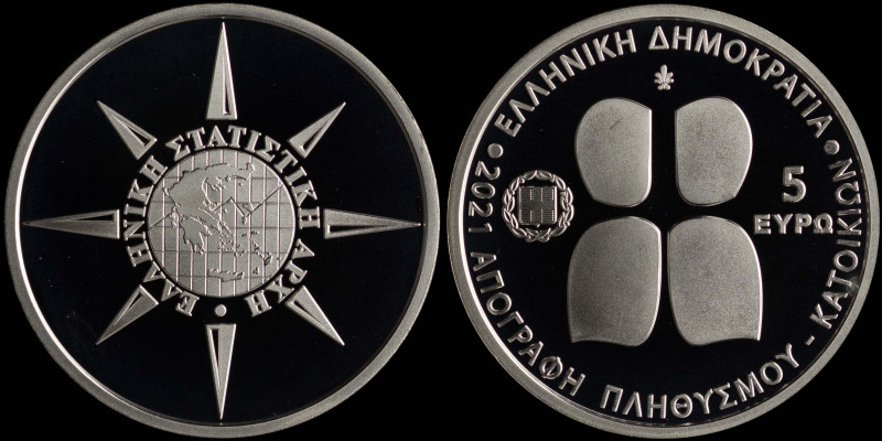 GREECE: 5 Euro (2021) in silver (0,925) commemorating the Population-housing cen...