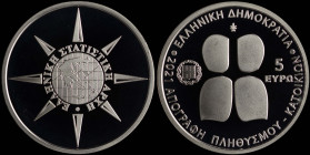 GREECE: 5 Euro (2021) in silver (0,925) commemorating the Population-housing census of 2021. The logo of Hellenic Statistical Authority on obverse. In...