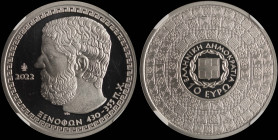 GREECE: 10 Euro (2022) in silver (0,925) commemorating the Greek culture - Historians / Xenophon. Head of Xenophon facing left on obverse. Inside slab...