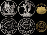 GREECE: Lot of 3 coins commemorating the 2004 Athens Summer Olympics, composed of 2x 10 Euro (ND 2003) in silver (0,925) & 100 Euro (ND 2004) in gold ...