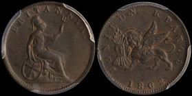 GREECE: 1 new Obol (1862.) in copper. The lion of St Mark and inscription "ΙΟΝΙΚΟΝ ΚΡΑΤΟΣ" on obverse. Faded dot after date. Coin alignment. Inside sl...