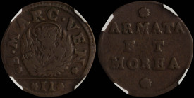 GREECE: ITALIAN STATES / VENICE (KINGDOM OF MOREA): 2 Soldi (1 Gazzetta) (ND 1688) in copper. The lion of St Mark and inscription "S.MARC.VEN" within ...