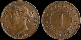 CYPRUS: 1 Piastre (1886) in bronze. Crowned head of Queen Victoria facing left on obverse. Denomination within circle on reverse. (KM 3.2) & (Fitikide...