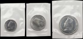 CYPRUS: Complete set of 3 coins (1974) in silver (0,925) composed of 3 Pounds, 6 Pounds and 12 Pounds, commemorating Archbishop Makarios. Inside their...