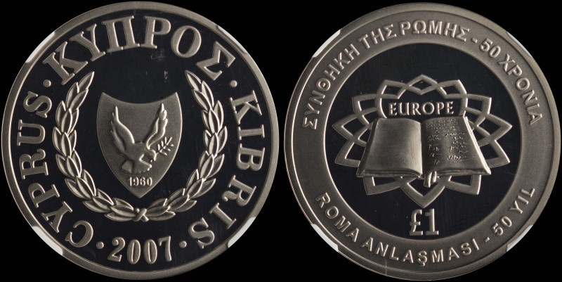 CYPRUS: 1 Pound (2007) in copper-nickel commemorating the 50th Anniversary of Tr...