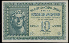 GREECE: 10 Drachmas (ND 1942) in dark green on light green unpt. Alexander the Great at left on face. S/N: "003 401514". Printed in Italy. (Hellas I.1...