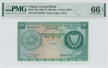 CYPRUS: 500 Mils (1.3.1968) in green on multicolor unpt. Coat of arms at right and map at lower right on face. S/N: "D/15 046333". WMK: Eagle head. Pr...