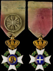 GREECE: Order of the Redeemer (type II) (1863-1975). Knight gold cross. With full original(probably) ribbon. Manufactured by Lemaitre. Inside its case...