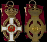 GREECE: Order of King George I. Commander Cross (1915). With full original silk ribbon. Manufacturer: Huguenin. Inside special case. Extremely Fine.