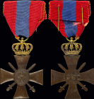 GREECE: War Cross 1940. 1st class: Bronze cross with gold crown. With full original ribbon. (Stratoudakis 121.11). Extremely Fine.