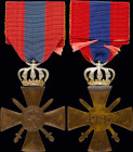 GREECE: War Cross 1940. 2nd class: Bronze cross with silver crown. With full original ribbon. (Stratoudakis 121.21). Extremely Fine.