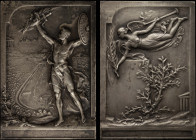 GREECE: GREECE: Silvered bronze participation plaquette for the Intercalated Olympic Games (1906). An athlete stands before the Panathenaic Stadium ho...