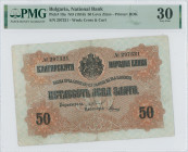 BULGARIA: 50 Leva Zlato (ND 1916) in black on orange-brown unpt. Coat of arms at upper center on face. S/N: "297321". Printed by (RDK). Inside holder ...