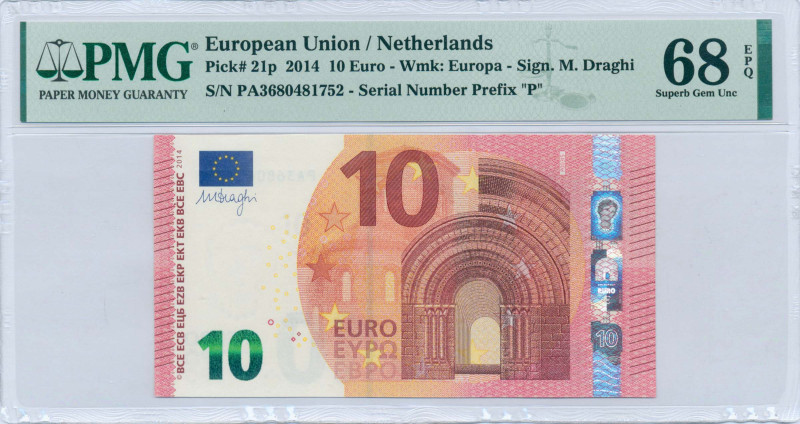 EUROPEAN UNION / NETHERLANDS: 10 Euro (2014) in red and multicolor. Gate in roma...