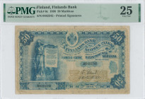 FINLAND: 50 Markkaa (1898) in blue. Woman with tablet at left on face. S/N: "0482342". Printed signatures. Inside holder by PMG "Very Fine 25". (Pick ...