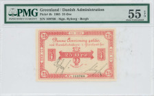 GREENLAND: 25 Ore (1905) in red. Polar bear in shield at left and right on face. S/N: "109766". Signatures by Ryberg & Bergh. Inside holder by PMG "Ab...