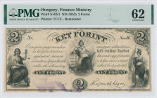 HUNGARY: Remainder of 2 Forint (ND 1852) in black. Seated Justice with scale at left, Liberty with Hungarian shield and fasces at center and standing ...