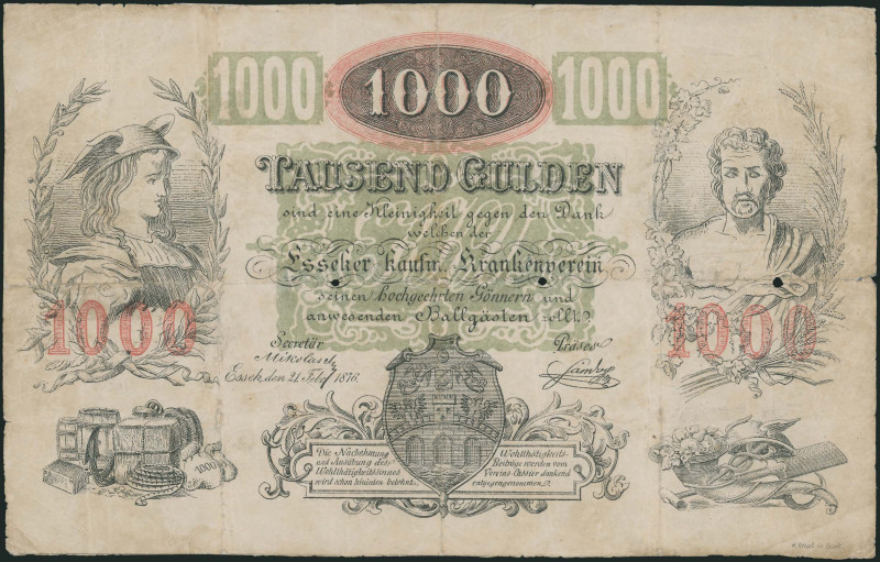 NETHERLANDS: 1000 Gulden token that was awarded on 21.2.1876 to Esseker Kaufm Fr...