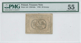 POLAND: 10 Groszy (13.8.1794). Coat of arms of Poland and Lithuania flanking value at center on face. Inside holder by PMG "About Uncirculated 55". (P...