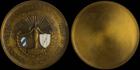 CUBA: Brass commemorative medal for the Second Central American Sports Games (1930) in Havana. Woman figure holding two coat of arms on obverse. Plain...