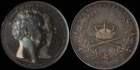 DENMARK: Silver commemorative medal for the Anointing of the Royal couple at the Queens birthday (1840). The heads of King Christian VIII and his wife...
