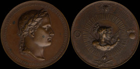 FRANCE: Bronze commemorative medal for the 89 Battles that Napoleon I won. Head of Napoleon I facing right on obverse. Busts of France and Napoleon I ...