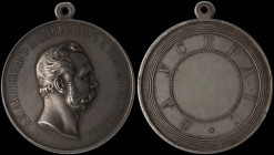 RUSSIA: Large silver neck medal for Zeal (1855). Head of Alexander II facing right on obverse. Legend For Zeal within outer triple band and beaded inn...
