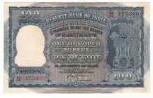 India 100 Rupees 1950 - 1957 (ND)
P# 42b, N# 254110; # AA66 423699; XF