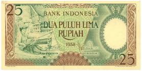 Indonesia 25 Rupiah 1958
P# 57, N# 235104; # QAR 015597; UNC