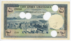 Lebanon 100 Livres 1963 Cancelled
P# 60, N# 246126; # F25 239560; VF-XF