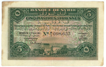 Syria 5 Piastres 1919
P# 1a, N# 245391; # A/1 098653; VF