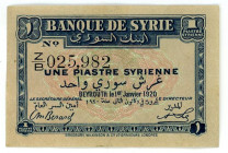 Syria 1 Piastre 1920
P# 6, N# 202263; # Z/B 025982; VF