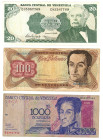 Venezuela Lot of 3 Banknotes 1992 - 1998
P# , F-VF